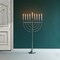 Modern Solid Metal Judaica Hanukkah Menorah 9 Branched Candelabra